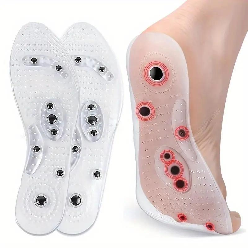 2pcs Magnetic Acupressure Foot Massager Insoles | Reflexology Acupoint, Comfortable PVC Material, Transverse Arch Support Design for Even Stress Distribution & Circulation Footwear Shoe
