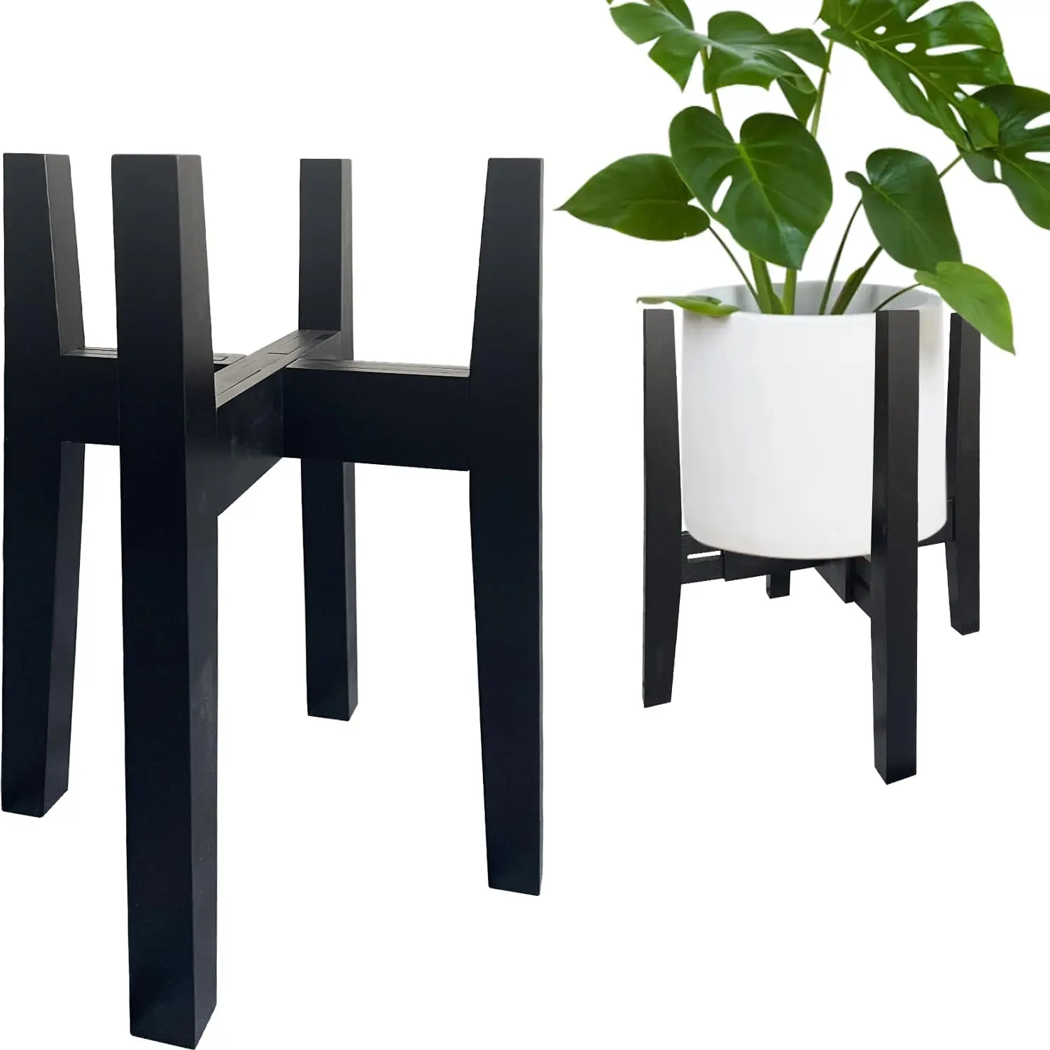 Adjustable  Stand Indoor  Mid Century Modern  Stand Corner  Flower Holders Single Floor  Stands- 8.2-11.8 in (Pot &  Not Included) (Black, (8.2-11.8in))