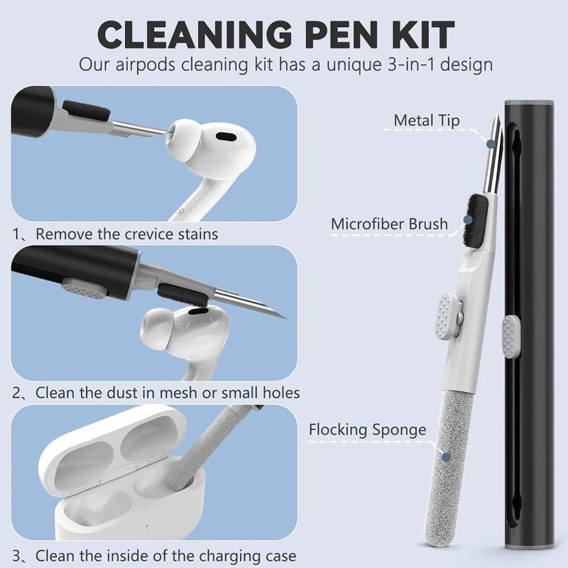 Soft Silicone Protective Case With Cleaning Pen Kit For Apple AirPods Pro 1st & 2nd Generation, Shockproof Scratch Resistant Headphone Cover For Daily Protection And Portable Carrying