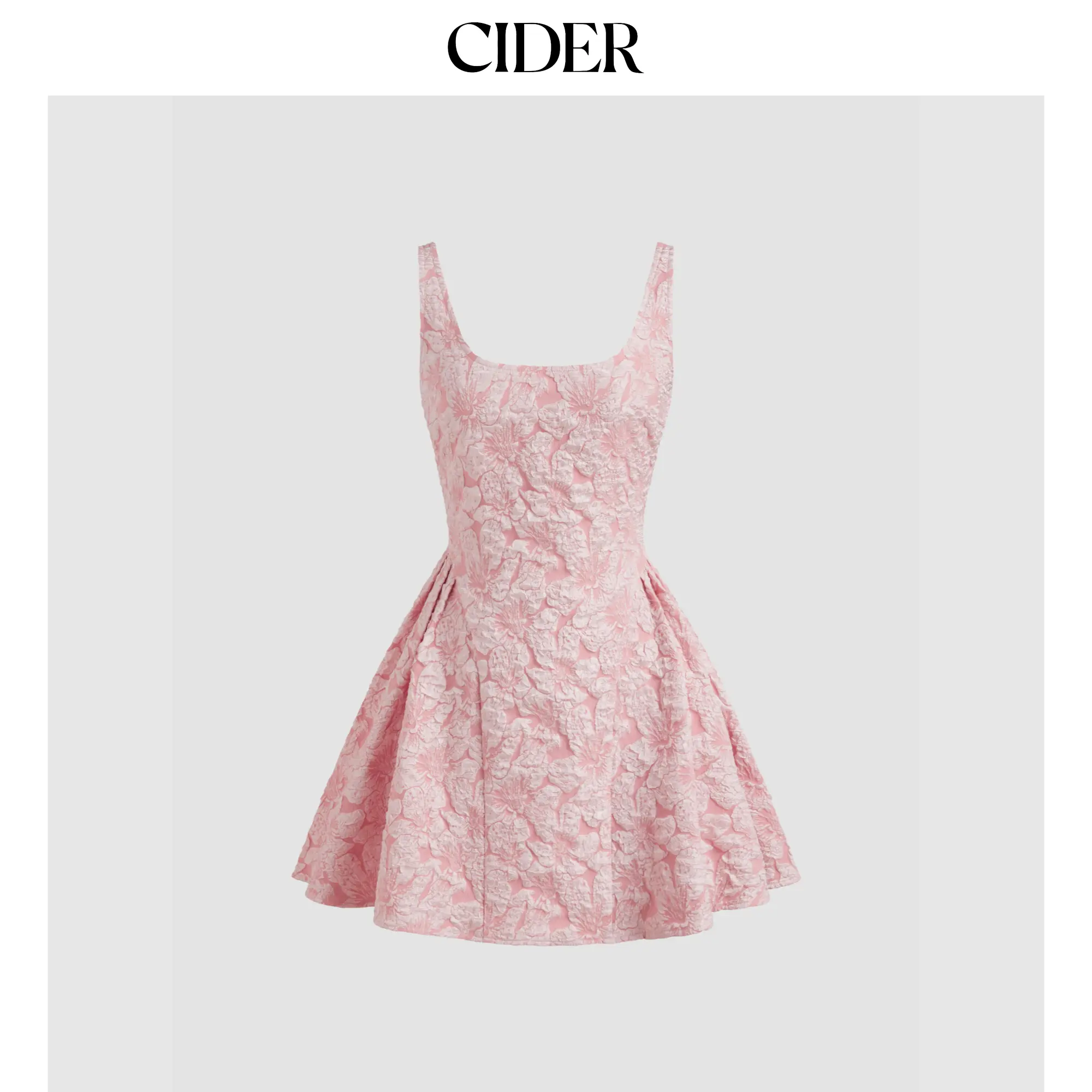 Cider [2 colors, size 0-10] Jacquard Square Neck Floral Zipper Mini Dress SummerFinds