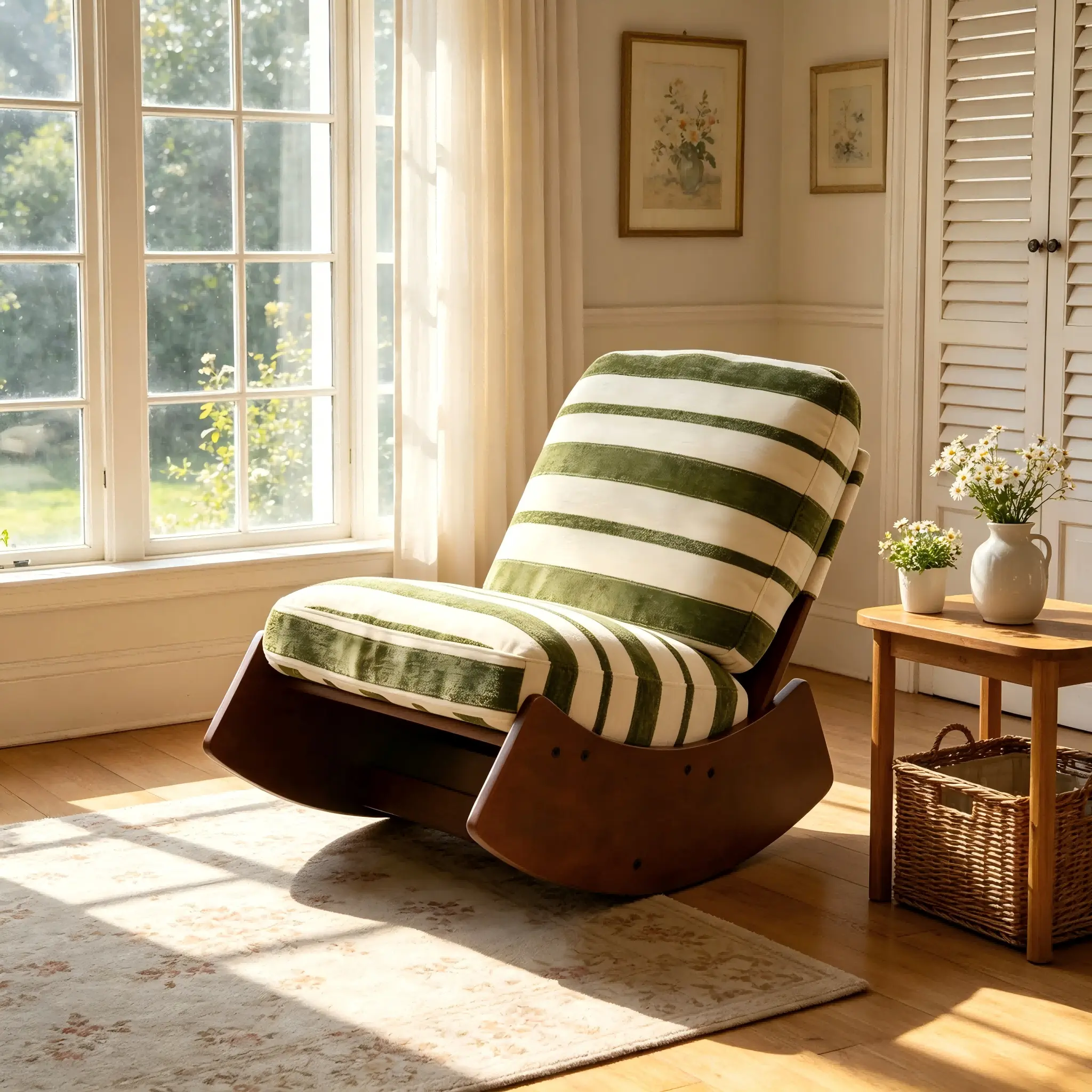 ARCH Comfortable Glider Rocking Chair with High-Quality Fabric Upholstery, Solid Wood Frame, Smooth Gliding Motion, Accent Reading Chair for Living Room Bedroom Nursery, Green, Green Color Options, Fabric Material, Product Dimensions: 24.40 W x