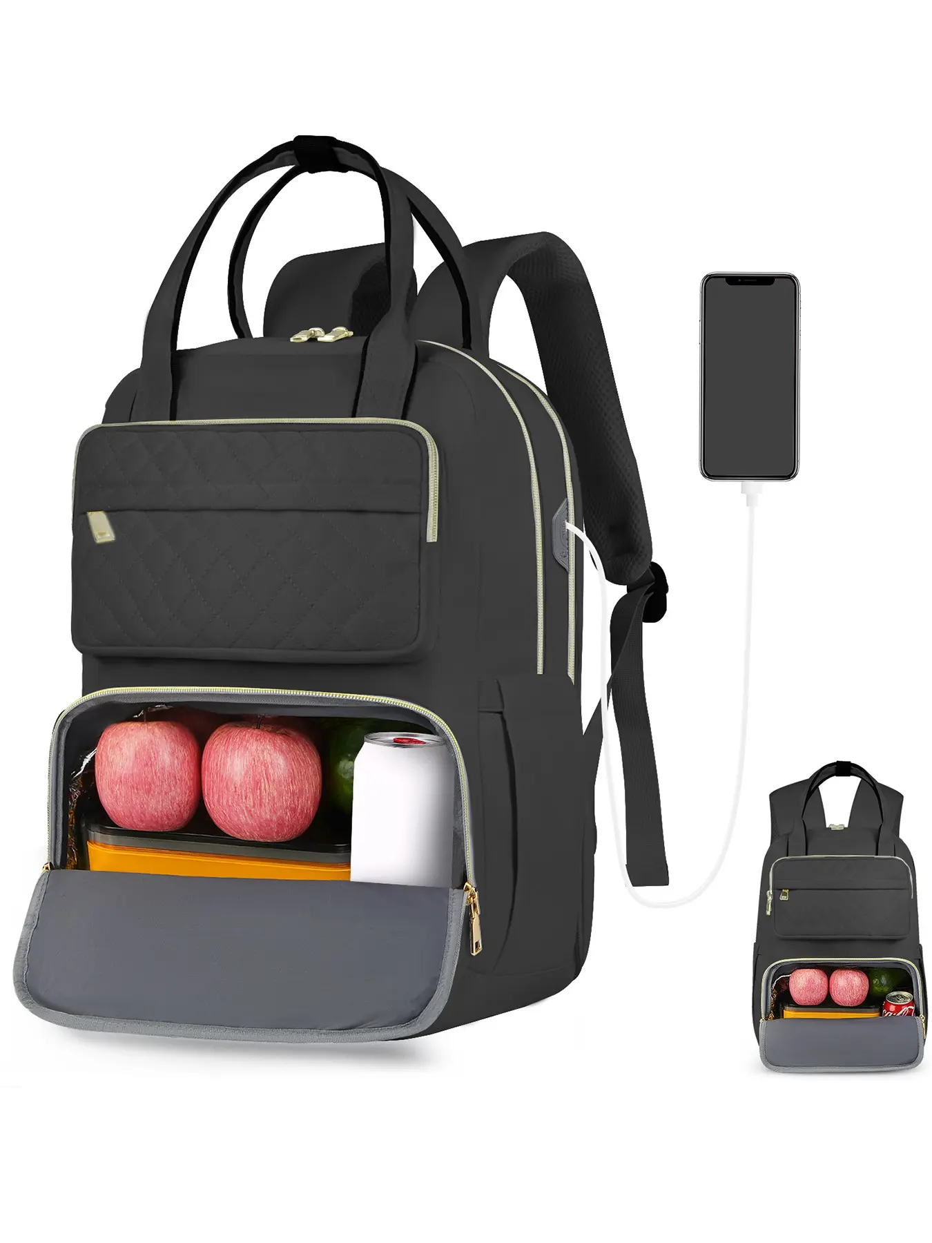 Lunch Backpack for Women Men, 15.6 in Laptop Backpack with Insulated Bag, Travel Backpack Tsa Approved for Business School, Insulated Backpack Cooler
