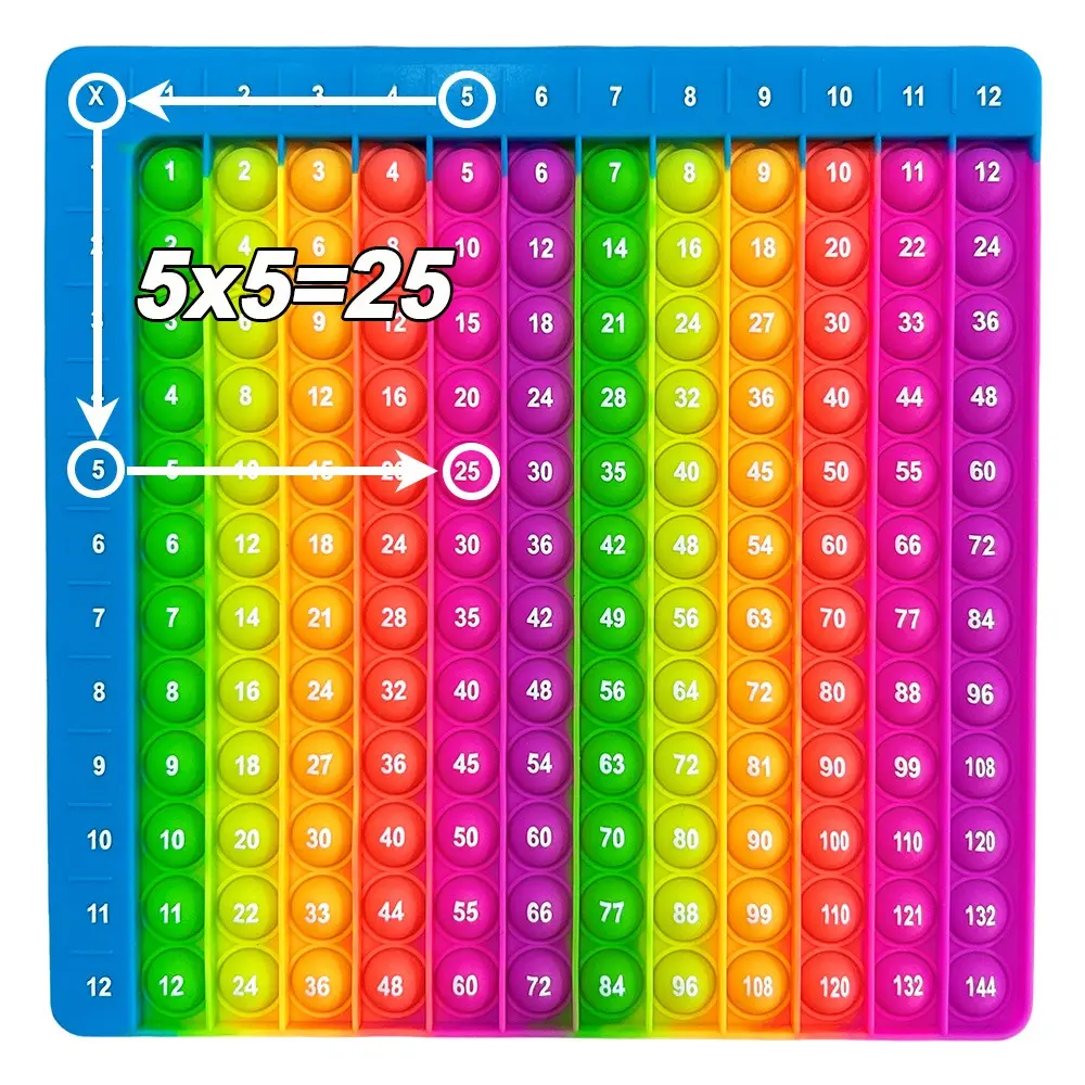 12x12 Multiplication Practice Popper Board, Times Table Learning Games, Math Skills Training Improving Educational Fidget Toys, Math Learning Tools, Math Teaching Aid, Mathematics Teaching Resources for Classroom Teachers Grade 3 4 5 Students