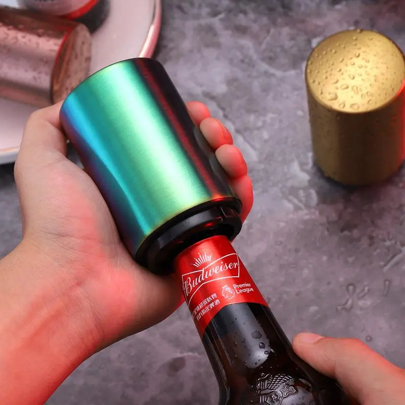 Magnetic Automatic Stainless Steel Bottle Opener, 1 Count Quick Cap Removal Bottle Opener, Kitchen and Bar Tool for Home Use, Utensils, Bottle Opener Bartender