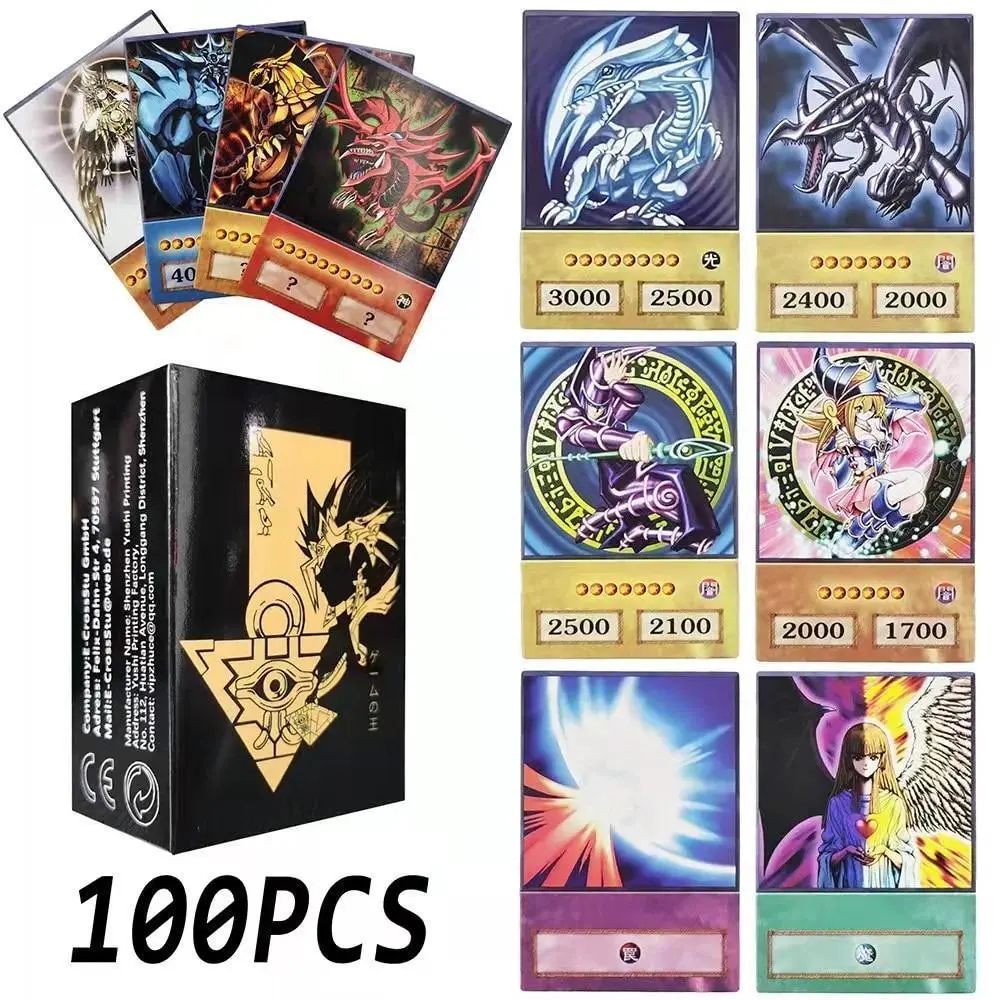 2026 New hot item Yu-Gi-Oh Anime Cards Blue Eyes Dark Magician Exodia Obelisk Slifer Ra Yugioh DM 100pcs DIY Card Kids Christmas Gift
