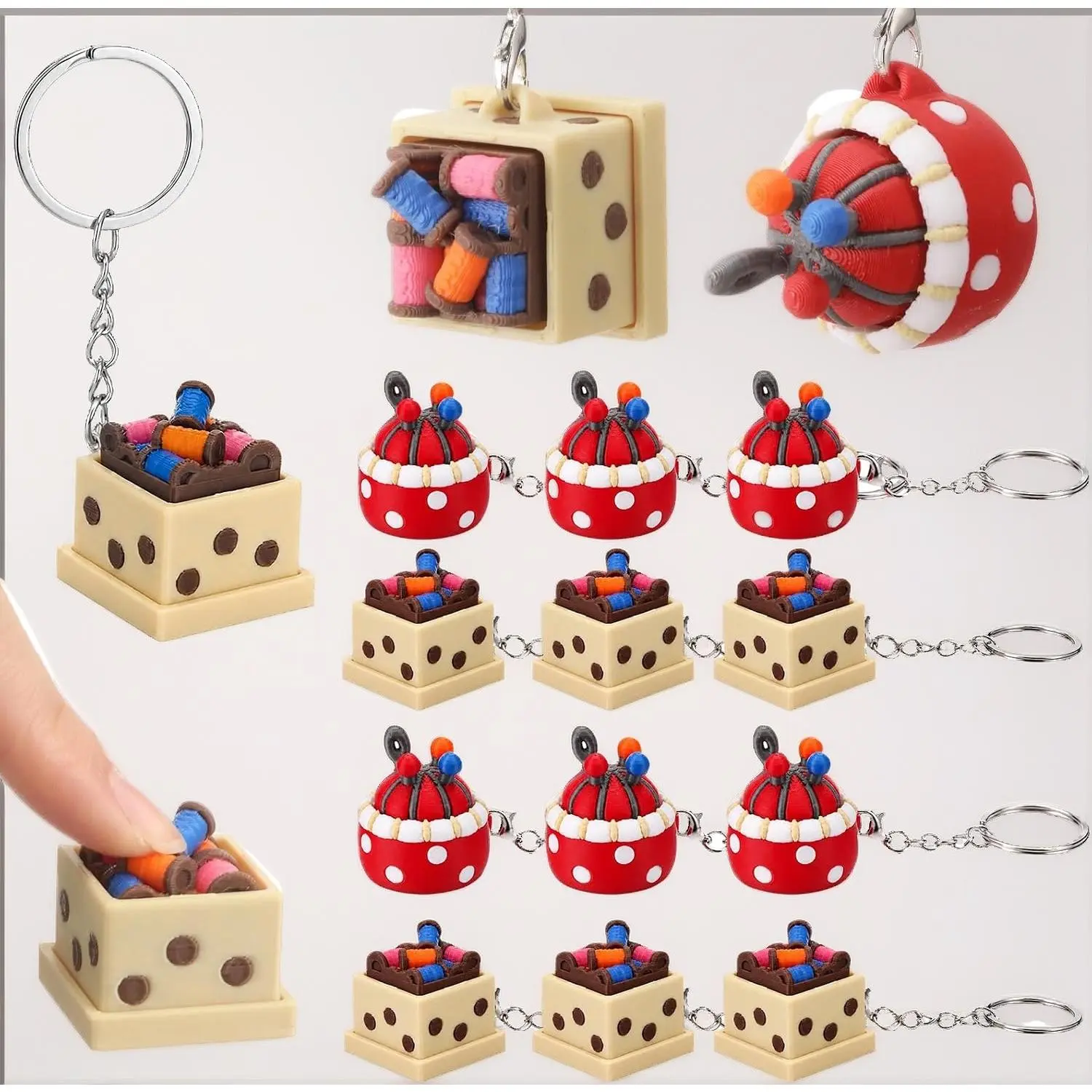 12 Pcs Sewing Clicker Fidget Keychain Bulk 3D Sensory Clicker Fidget Decompression Button Stress Relief Gifts for Costume Designer Quilters Seamstress Party Favors