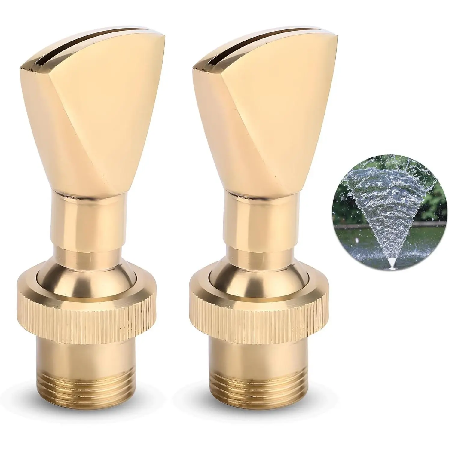 2 Pack 1/2" DN15 Female and 3/4" DN20 Male Brass Fountain Nozzle Fan-shaped Water Fountain Nozzle Sprinkler   Male & Female Thread for Garden Pond Bring Beautiful Visual Effects