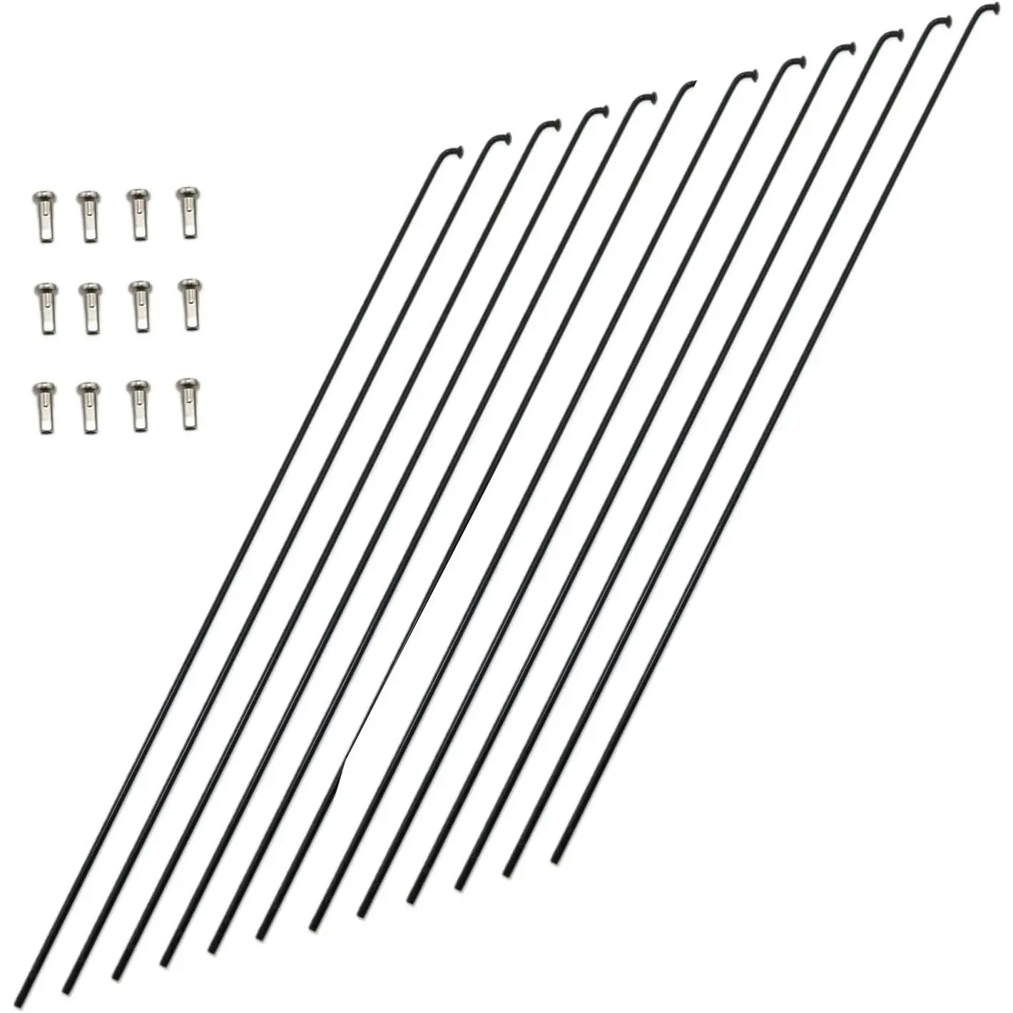 12 Pack 14G Stainless Steel  Spokes 10.2 Inch with Nipples | 304 Stainless Steel, 260 mm J Bend Length, 12 Matching 14 mm Nipples, for 26 Inch Mountain and Road  Wheels