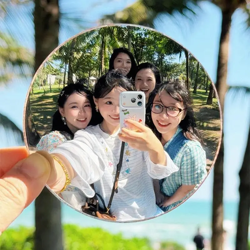 7.5cm/9.5cm Handheld Selfie Mirror Portable Solo Trip Reflection Convex Mirrors for Photography Prop Vlog Traveling Accessories