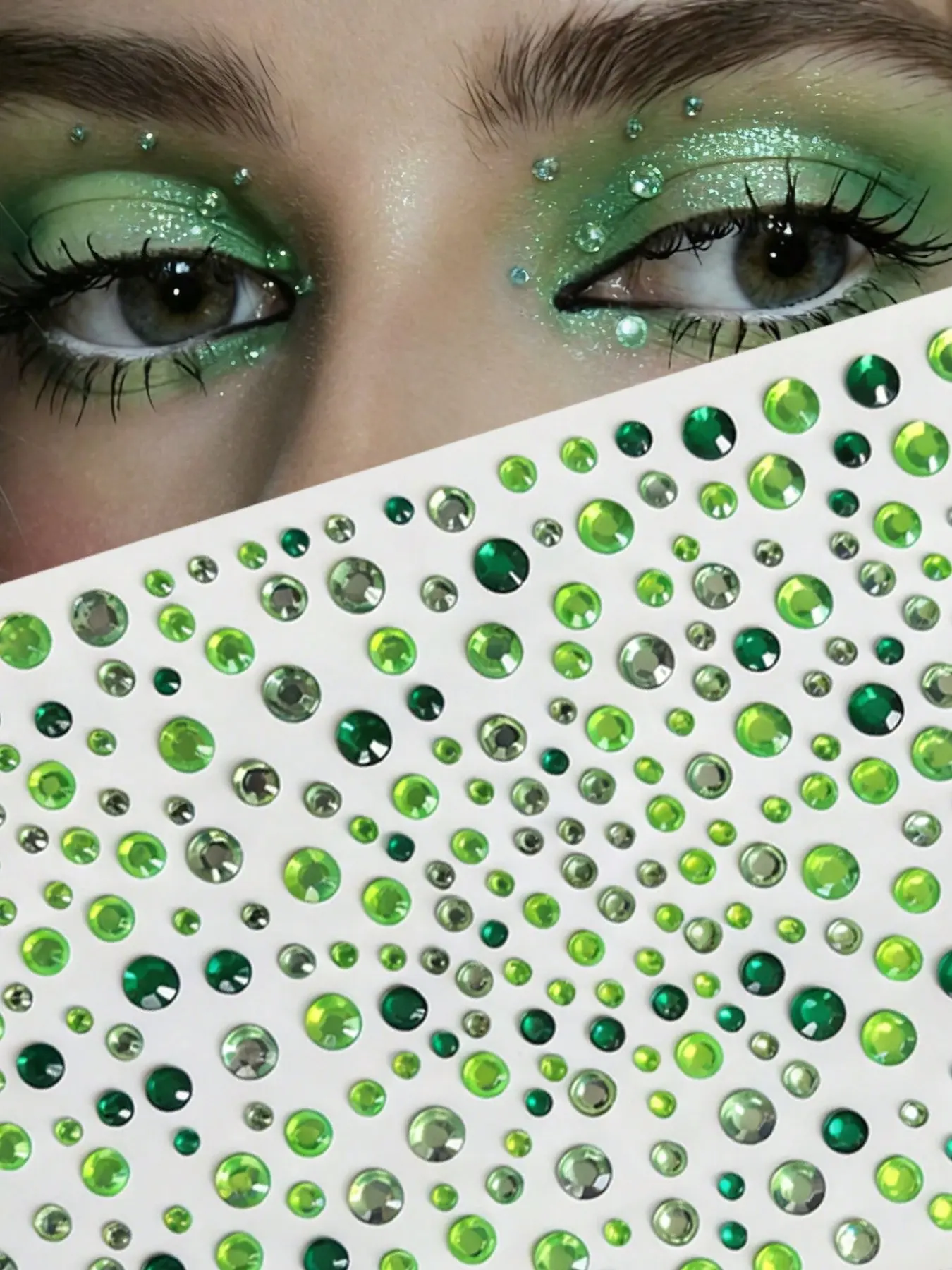 Ombre Diamond Face Sticker, Waterproof Self-Adhesive Rhinestone Sticker, Music Festival Makeup, Stage Makeup, Concert Look, Face Gems