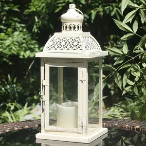 14.4'' Large Metal Candle Lanterns, Vintage Hanging Candle Holders Decorative for Indoor & Outdoor, Ideal for Farmhouse Wedding Porch Patio Home Christmas Halloween Decor