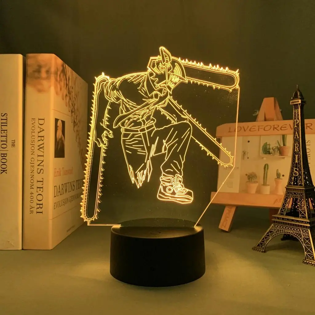 3d Led Lamp Anime Chainsaw Man for Bedroom Decoration Nightlight Kids Birthday Gift Manga Chainsaw Man Led Night Light Bedside