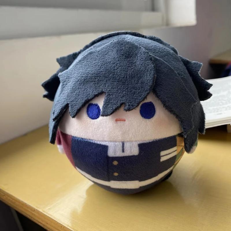 Demon Slayer Giyu Tomioka Round Plush Toy, Soft Anime Character Stuffed Doll, Cute Collectible Plushie Gift for Fans & Kids