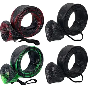 Braided Mesh Fishing Rod Sleeves 4 Pack, Multicolor Covers with Lanyard for Tangle-Free Storage, Fits Casting, Spinning & Fly Fishing Poles, Accessories