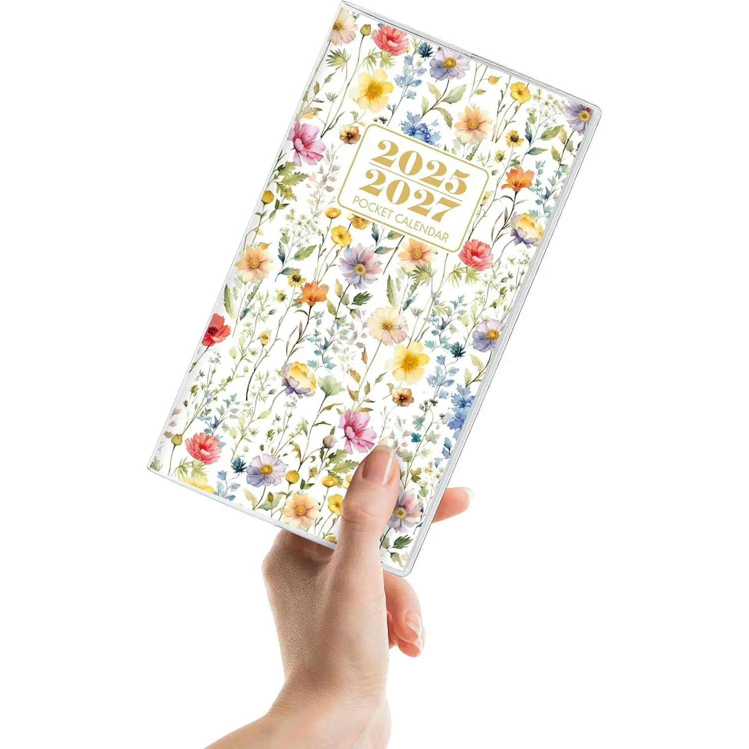 Pocket Calendar 2025-2027, Floral 2025-2027 Monthly Planner - 3.7" x 6.7" - Runs from July 2025 Until December 2027, 2026 Pocket Calendar with PVC Cover for Student, Women, Office Supplies
