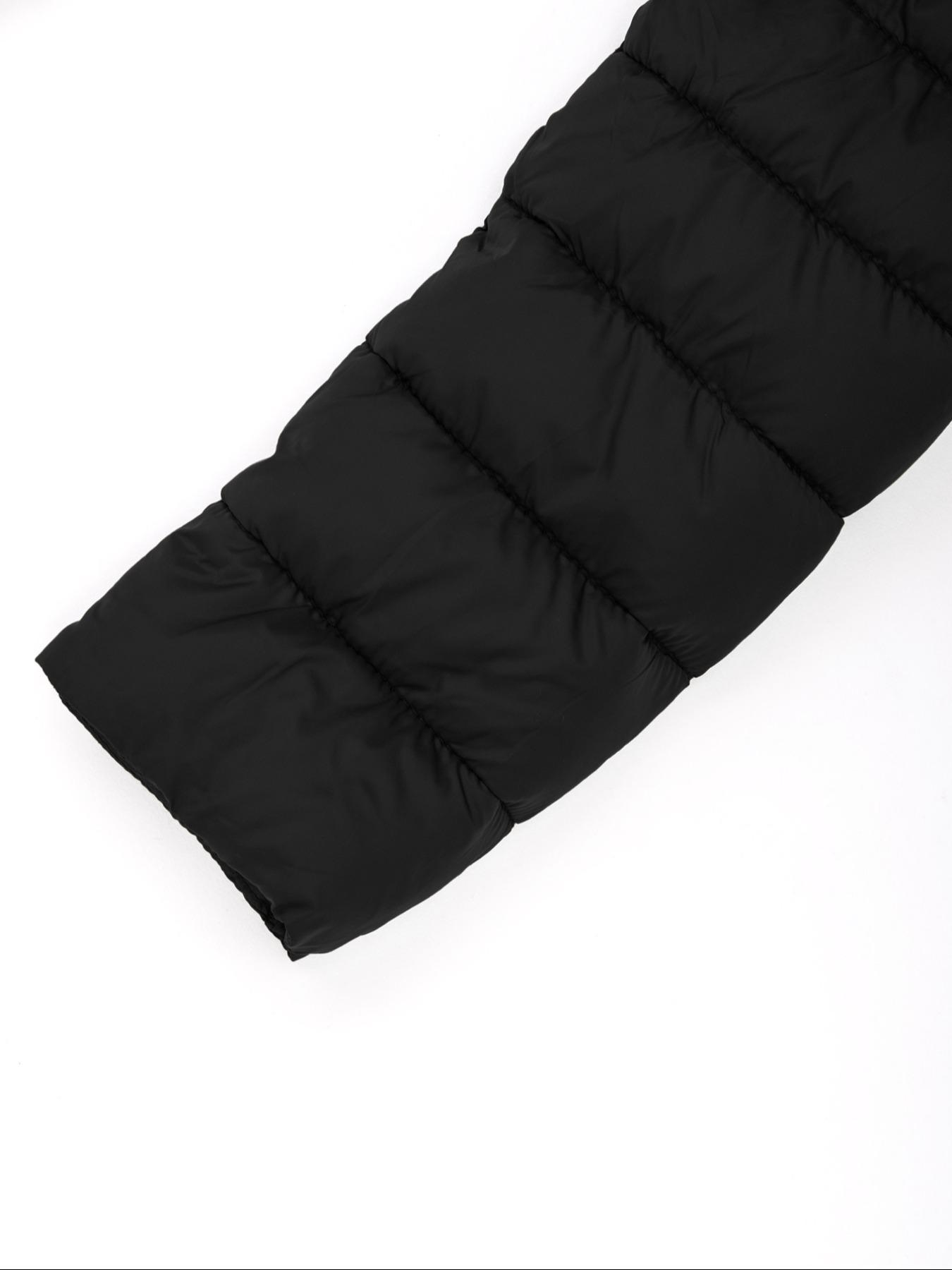 Women's Mid-Length Puffer Coat, Casual Hooded Jacket with Pockets, Fall & Winter Warm Woven Outerwear, Lightweight Thick Fabric