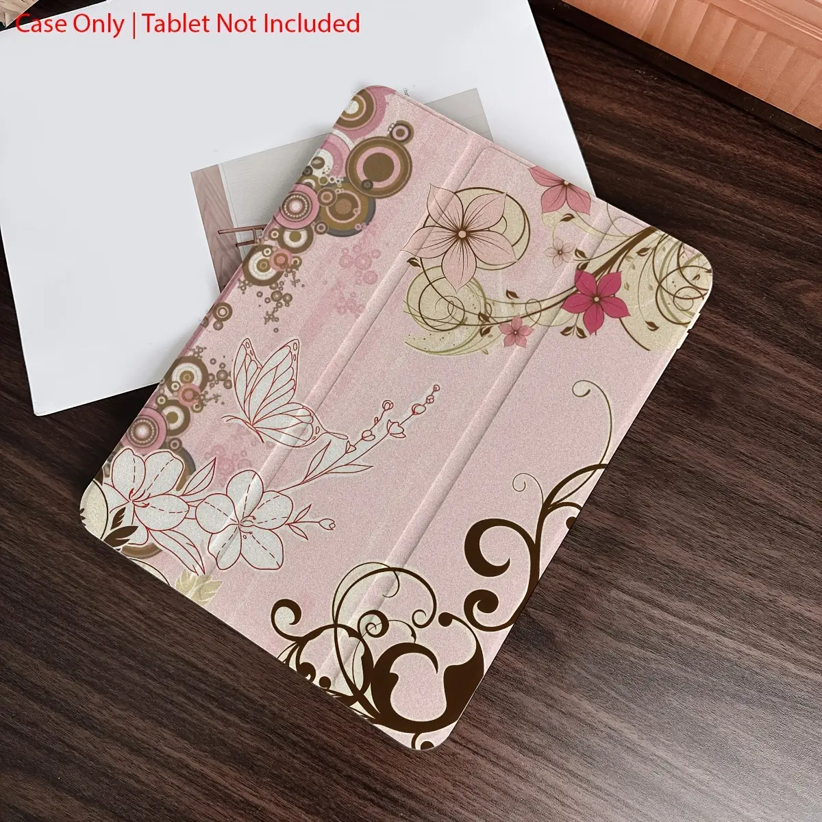 Floral vine pattern, foldable non-slip TPU protective case featuring an adjustable stand and stylus holder; compatible with Samsung, iPad mini, iPad Air, iPad Pro, and iPad (10th/11th Gen) series.