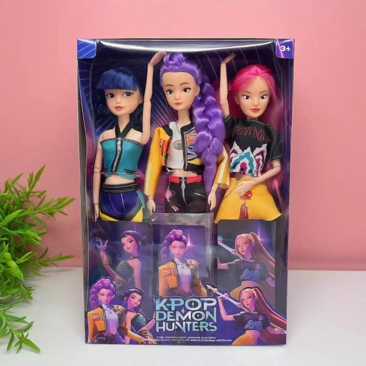 3-Piece Kpop Demon Girl Group Collectible Vinyl Dolls, 12-Joint Action Figures, Perfect for Fans and Collectors, Unique Anime Merchandise