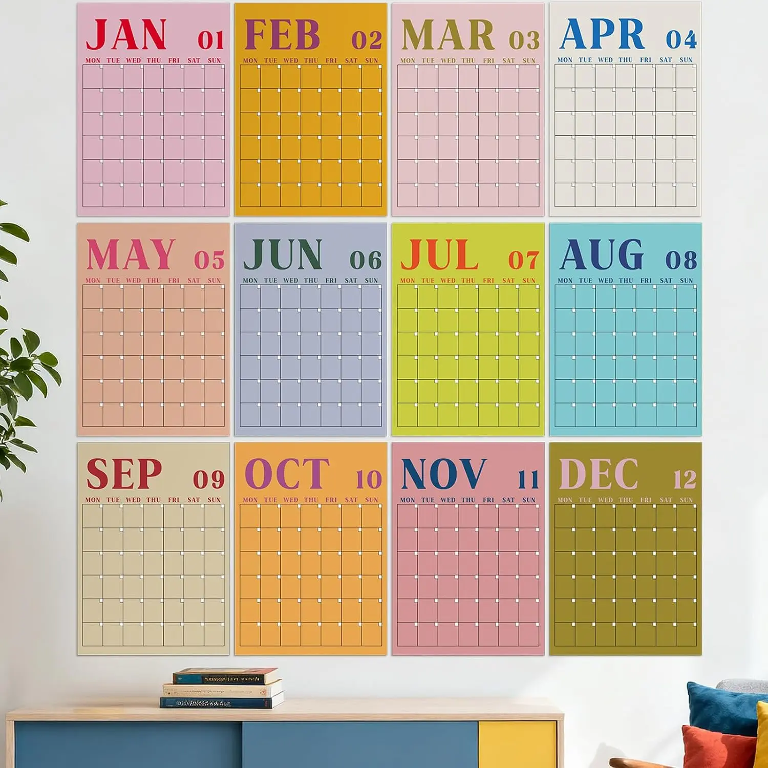 2026  Classroom Calendar Large Undated Dry Erase Wall Calendar 16 x 12 Inches Big Monthly Blank Planner Yearly Planning for School Organizing Office  ( Macaron)