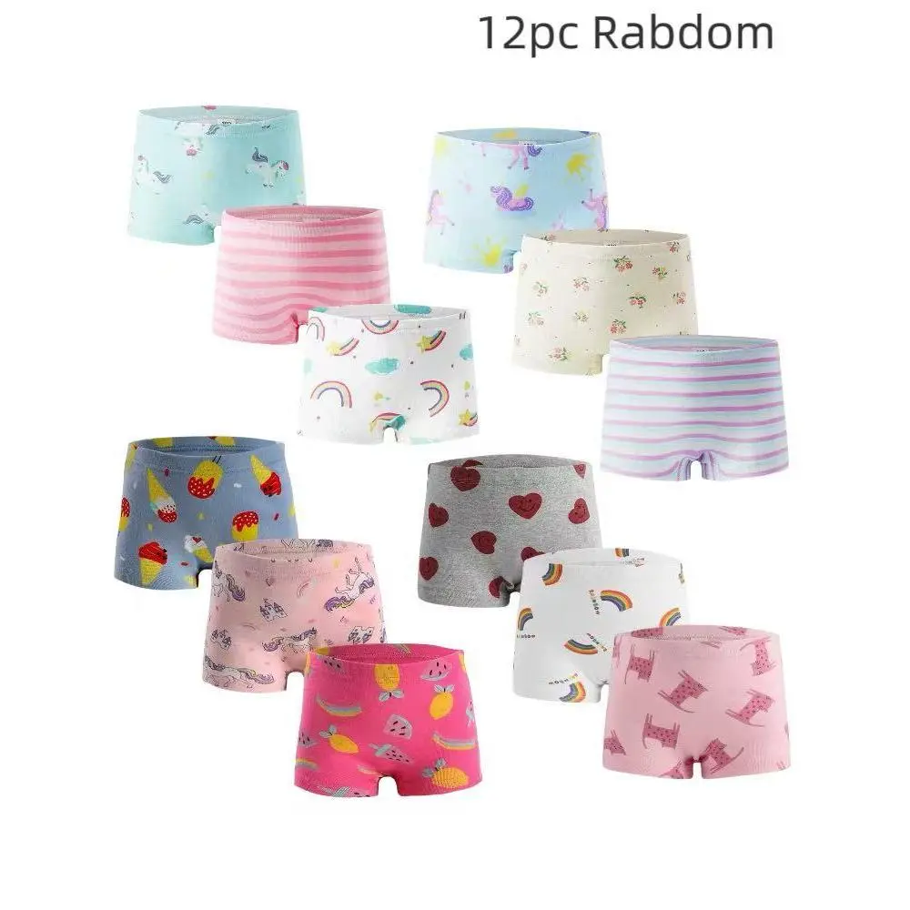 Girls' Soft Cotton Panties, 12-Pack, Breathable Fabric, Comfortable Fit, All-Season Underwear with Cute Patterns, Playful Look (Random Styles)