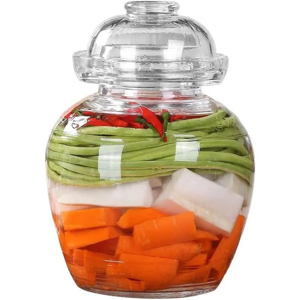 2.5 Liter Glass Pickle Jar with Lid, Fermentation Kit with Water Seal Airlock Lid, Canning Jar for Pickles Kimchi Sauerkraut Kombucha Paocai