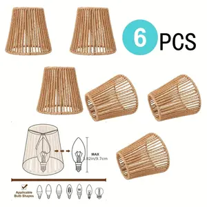 4/6 Piece American Country Vintage Clip-On Lamp Shades, Bohemian Style Handwoven Lamp Shades, Retro Lighting Accessories