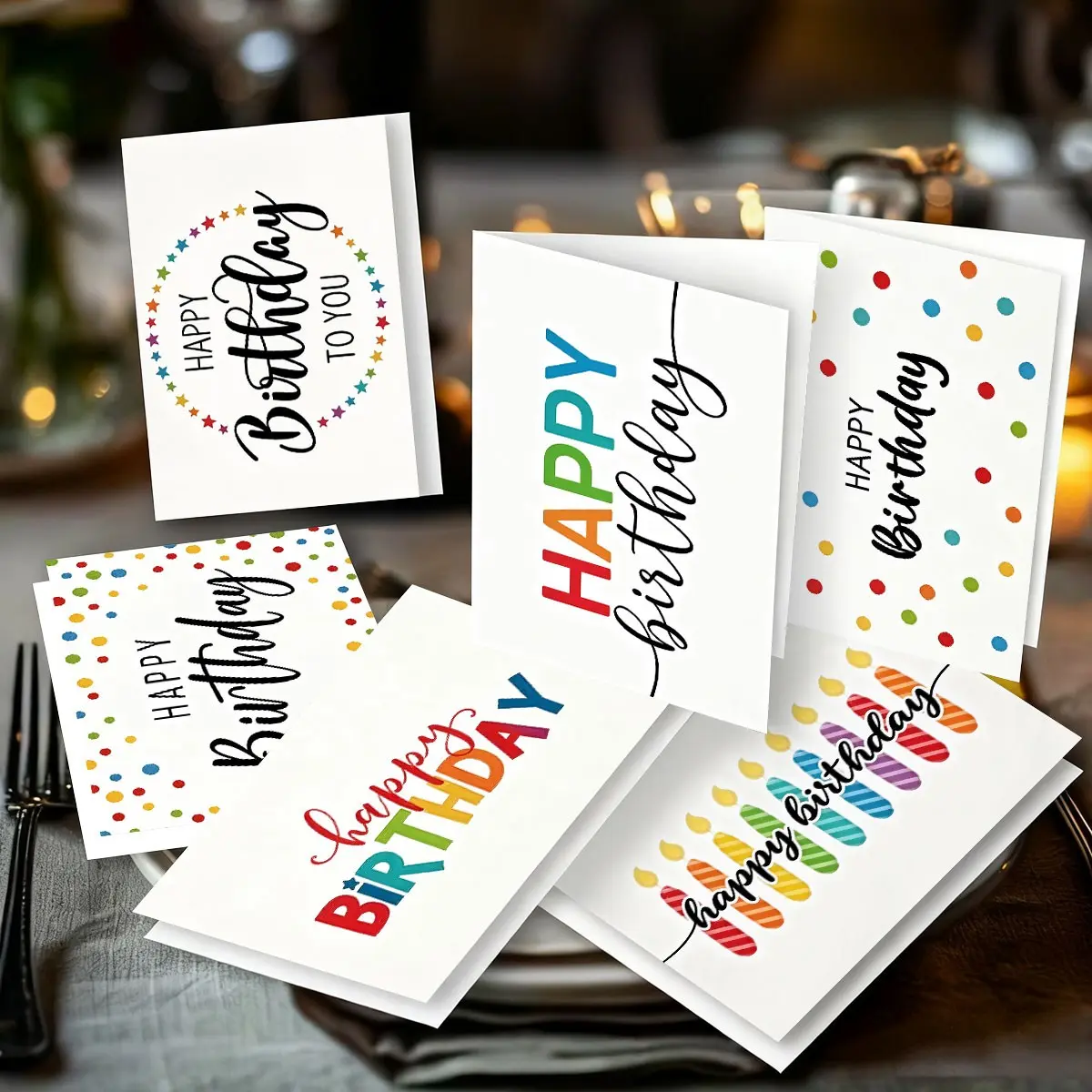 6-Piece Birthday Card Set with Envelopes, Blank Birthday Note Cards Wholesale Set, Ideal for Family Friends Colleagues