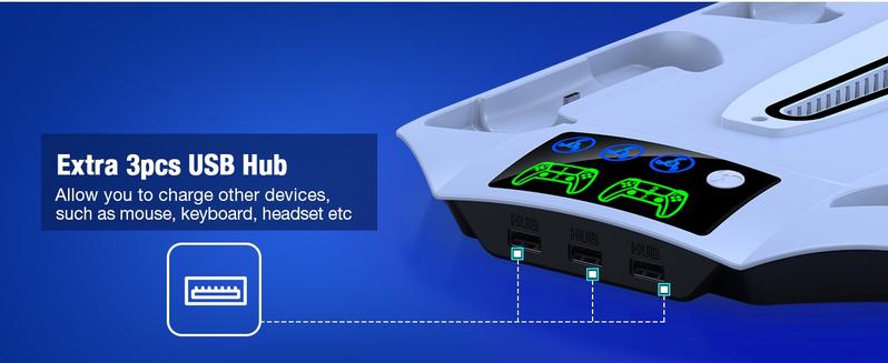 PS5 Slim Stand and Turbo Cooling Station with Dual Controller Charger Station for Playstation 5, PS5 Console Accessories with 3 Levels Cooling Fan 13-Game Organizer Headset Holder for PS5 Digital/Disc PS5 Slim Stand and Turbo Cooling Station with Dual Controller Charger Station for Playstation 5, PS5 Console Accessories with 3 Levels Cooling Fan 13-Game Organizer Headset Holder for PS5 Digital/Disc
