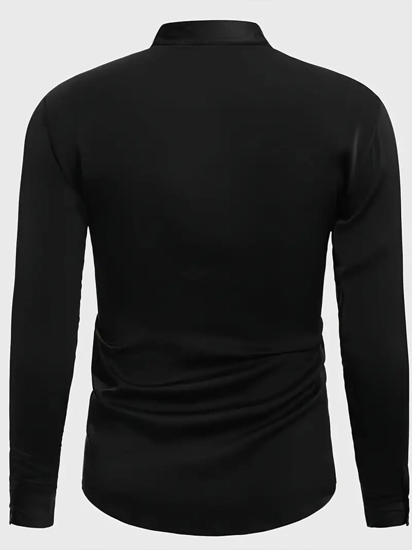Men's Solid Button Front Shirt, Casual Fitted Shirt, Classic Casual Fashion Long Sleeve Collared Top for Daily Wear, Men's Clothes for All Seasons, Men's Clothing, Longsleeves, Fashionable Shirts