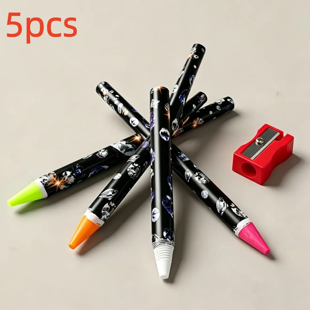 5-Piece Rhinestone Pencil Set with Sharpener, Adhesive Rhinestone Pen, Versatile Nail Art Tools with Designs and Precision for Rhinestones, Pearls, Steel Beads, Jewelry Accessories