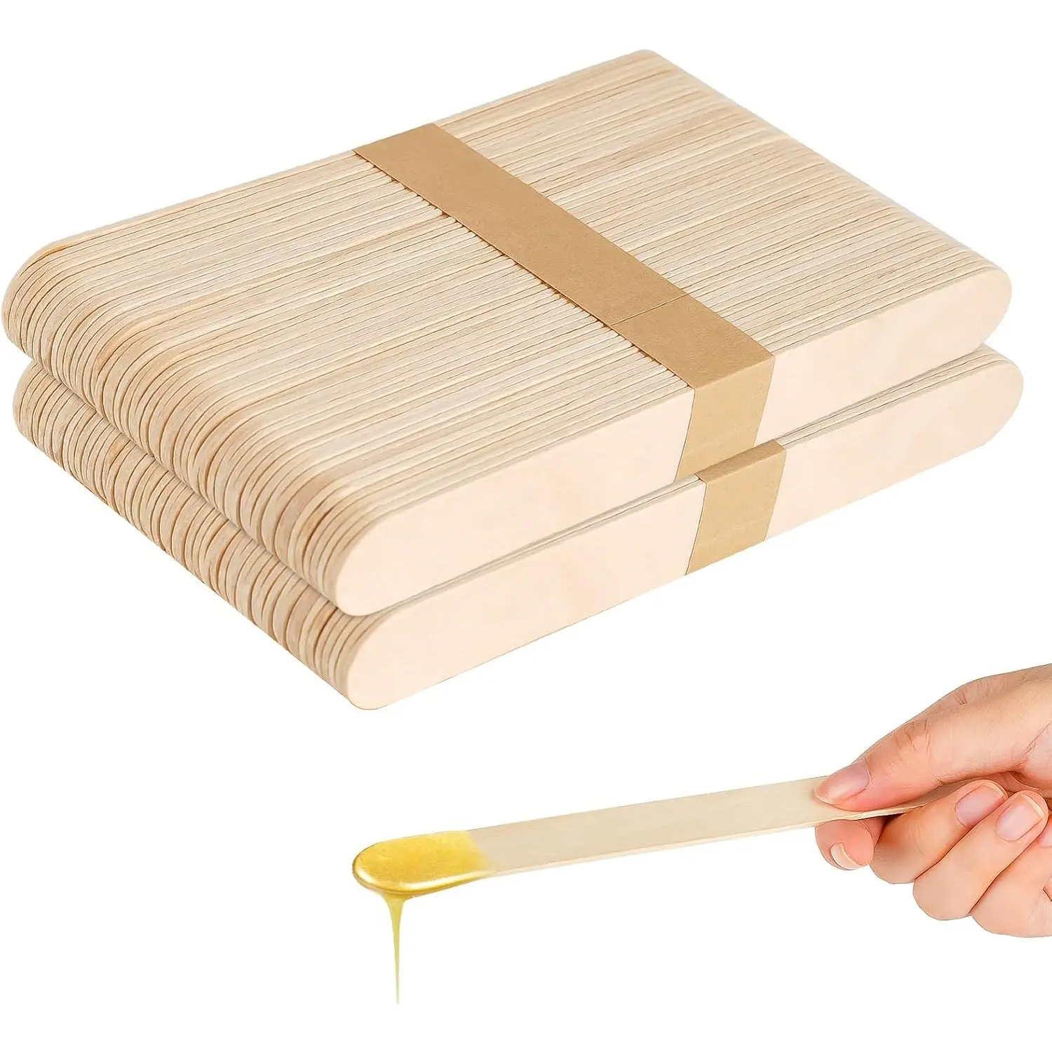 Wax Sticks, 500 Pcs Disposable Wooden Waxing Spatulas, 5.9 Inch Wax Applicator Sticks for for Body, Face, Eyebrow, Lip Removal, Ideal for Warm & Hot Wax