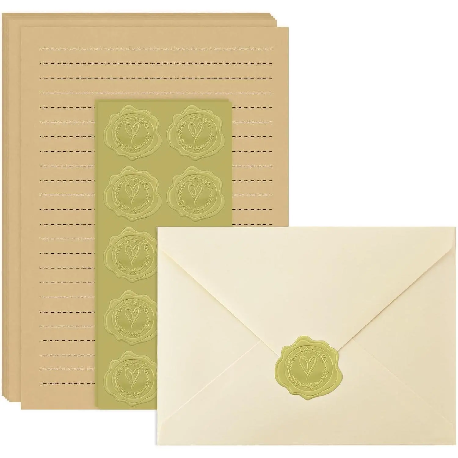 Stationery Set, - envelopes 4x6 Envelopes 14 count with 28 count Stationery Paper, Design Colors for Love Letter, Party Invitations ( White)
