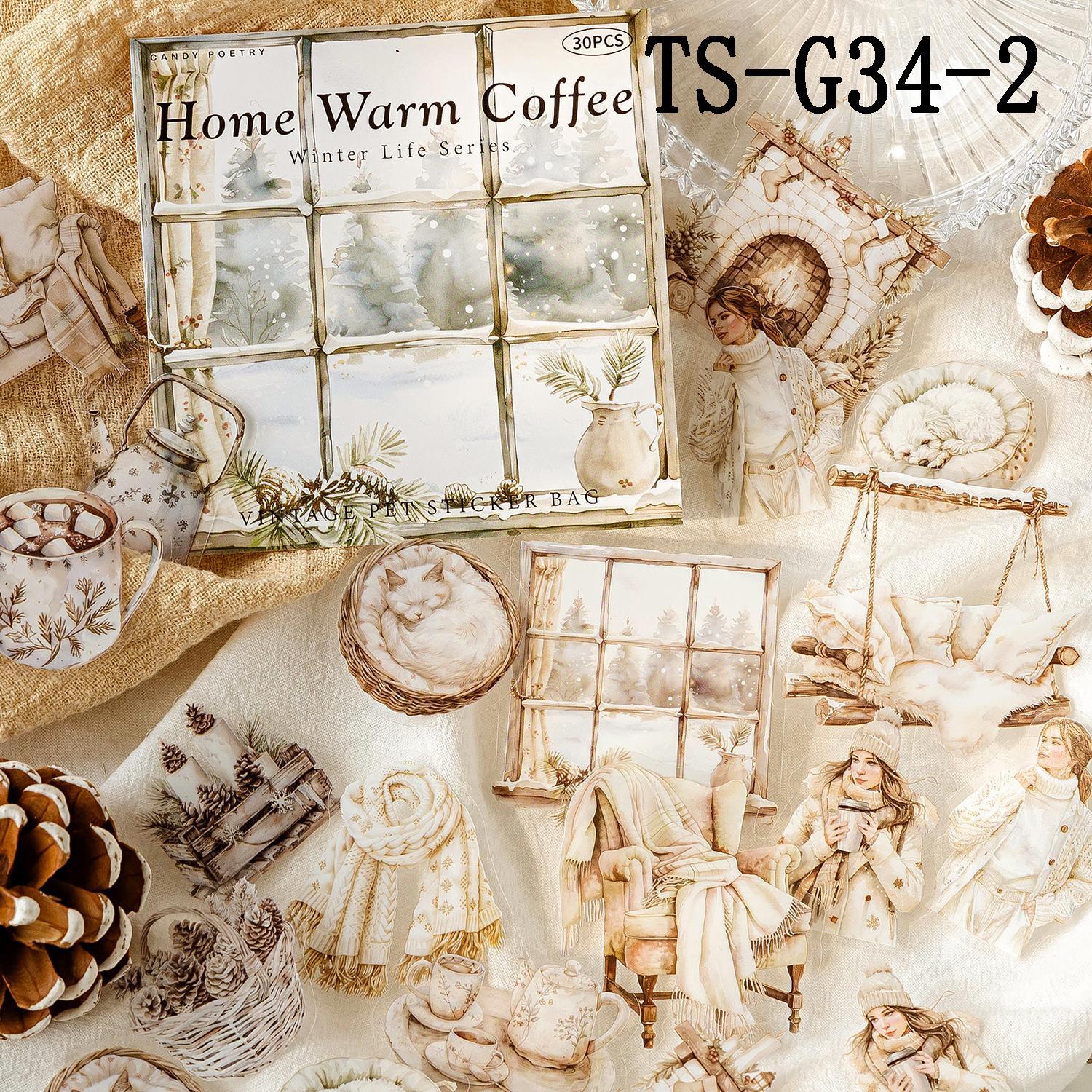 Vintage Scene Pattern Sticker, 30pcs/pack Scrapbooking & Stamping Sticker Set, Diy Decorative Sticker for Scrapbooking & Journal Making, Diary Sticker, Stickers Kit