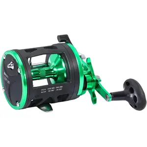 Round Baitcasting Fishing Reel -CNC Machined   Catfish Reel with 25LB Max Drag,  Trolling Reel with Level Wind &  Braking System for Musky Bass Pike