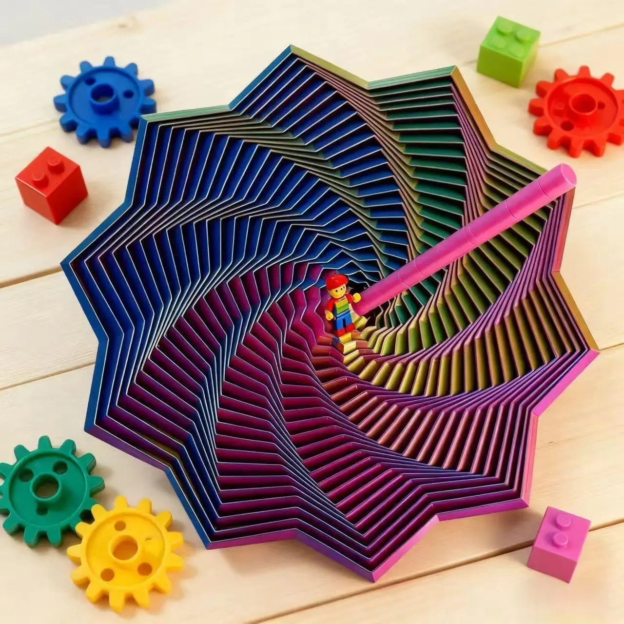 3D Printed Sensory Fidget Star, Fractal Fidget Hexagon with Handles, Star Shaped Fidget Toy for Office Desk, Stress Relief Whirling Spiral, Stress Relief Fidgets