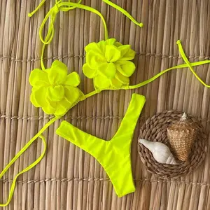 Spring/summer Sexy Casual Bright Solid Floral Bikini, Fitted Plain Style, Women's Beachwear, Beach Bikinis, Swimsuit For Beach, Swimsuits Summer, No Ca Prop Features