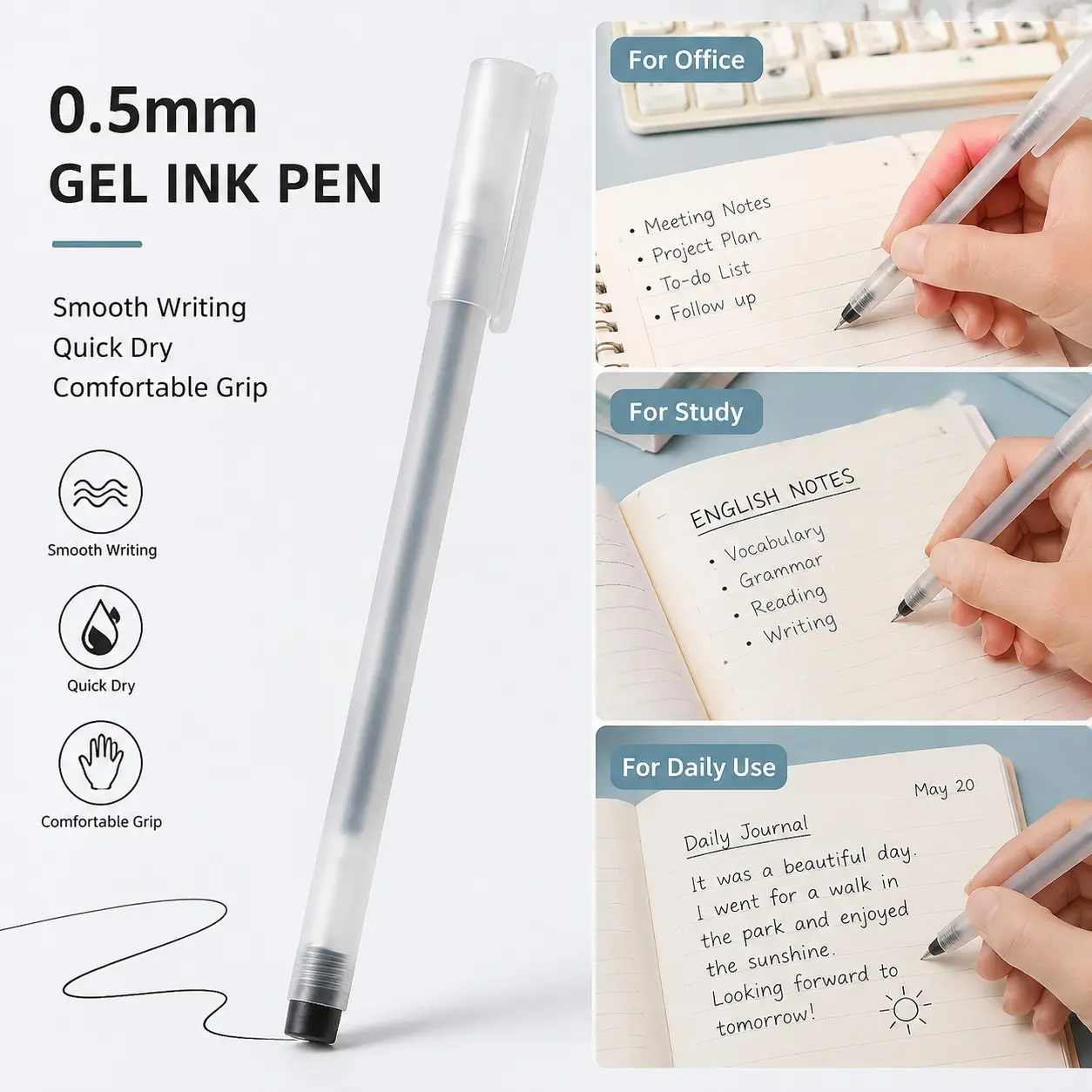 High Capacity Bullet Tip Neutral Pen, Office Signature Pen, Large Volume Matte Student Exam Pen 0.5mm, Durable Writing Tool, Smooth Writing Pens, Ink Gel Pens, College Student Pen