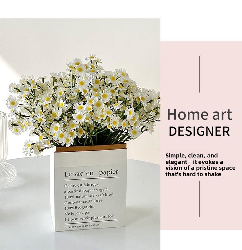 Chamomile artificial flower bouquet, small daisy fake flowers, living room decoration, table flower arrangement, decorative bouquet, photography prop