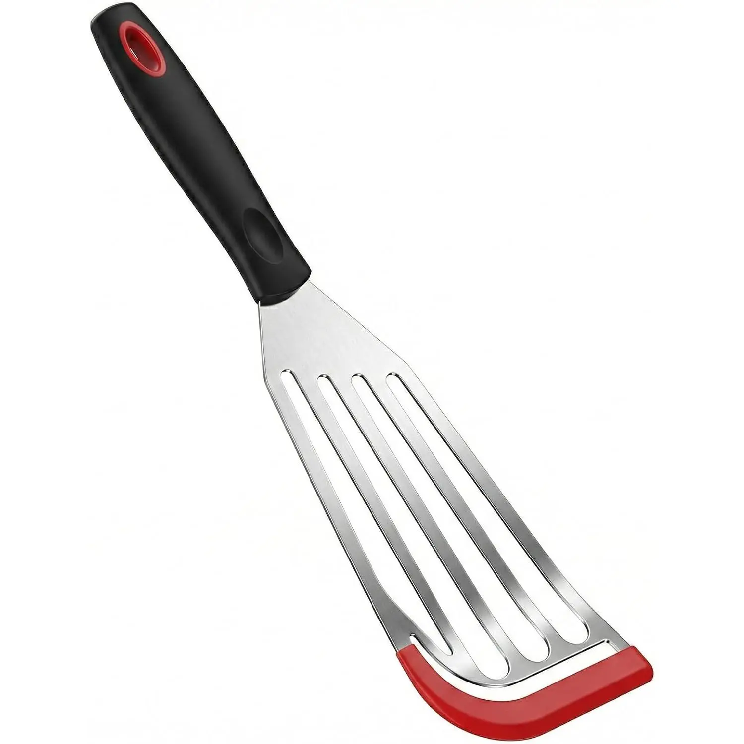 Silicone Fish Spatula - Heat-Resistant, Flexible Thin Stainless Steel Flipper with Slotted Edge for Nonstick Cookware, Egg & Pancake Kitchen Utensils