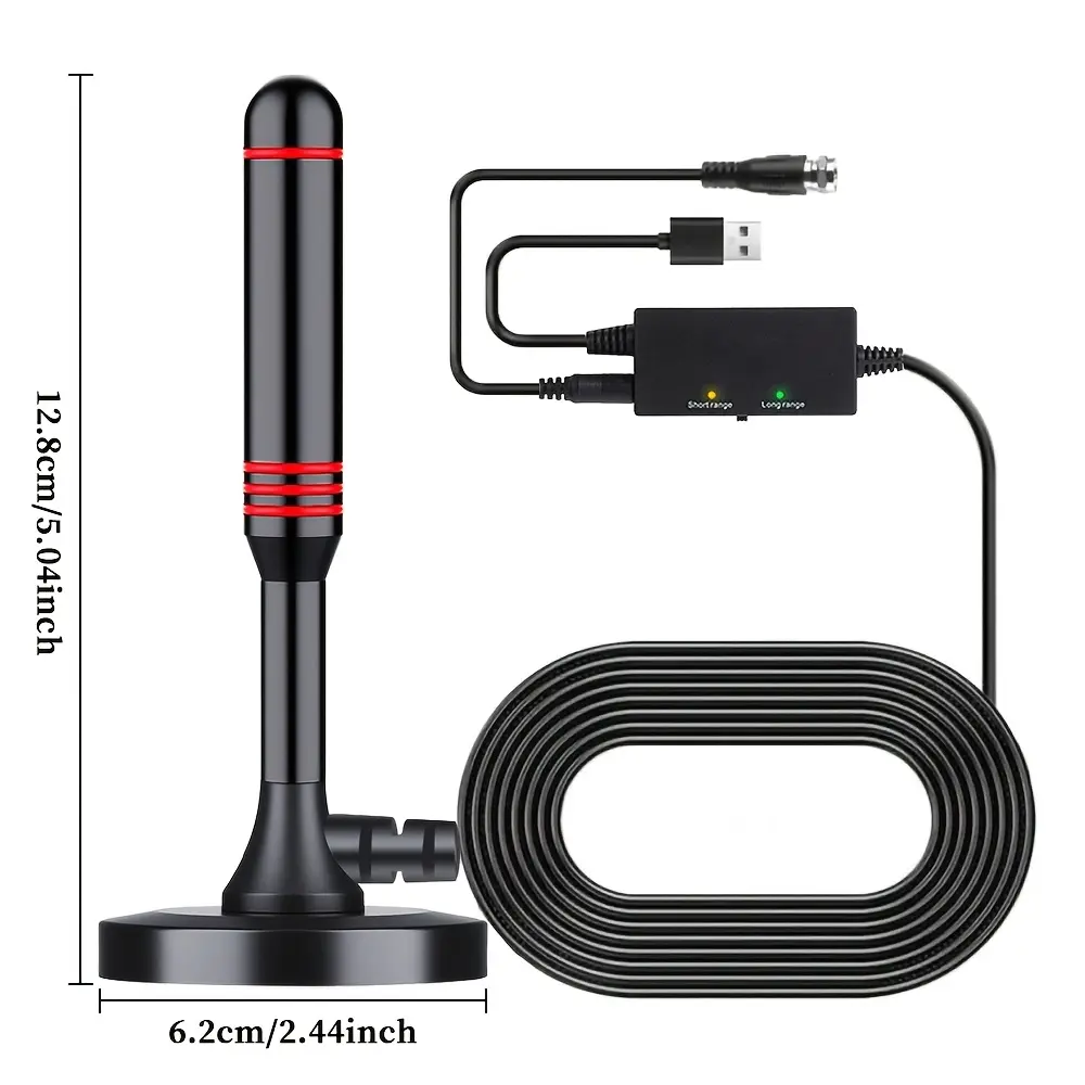 2026 Upgraded Indoor Smart TV Antenna with Strong Magnetic Base, 360° Omni-Directional Long Range Receives Free Local Channels, Wire-Free Easy Installation HD Digital Antenna for Home, Dorm & RV