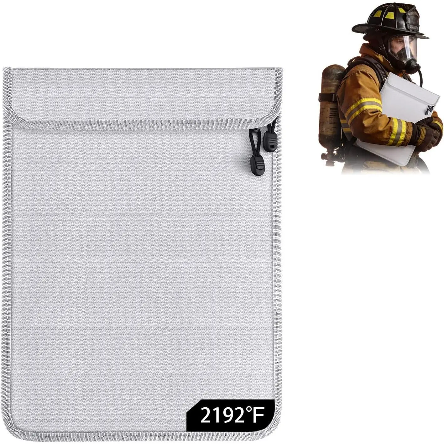 Upgraded Two Pockets Fireproof Document Bag -  Water and Fire Proof Bag for Documents (15'' x 11'')