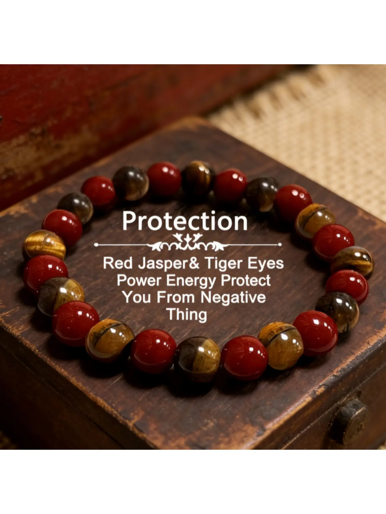 Natural Red Agate Tiger's Eye 8mm Beaded Bracelet for Men Women Chakra Healing Balance Mala Yoga Beads Protection Stone for Mother's Day Father's Day Birthday Gift