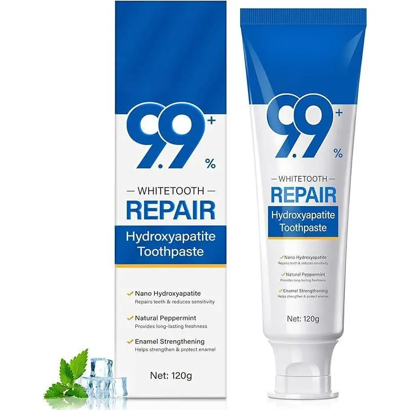 Hydroxyapatite Toothpaste for Enamel Protection and Tooth Strengthening - 9.9% Hidroxiapatita Toothpaste for Sensitive Teeth to Repair, Fluoride-Free Dental Care with Natural Mint