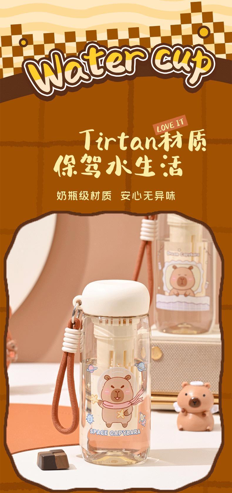 Cartoon Large Capacity Children'S Capybara Water Cup Sports Straw Double Drink Kids Kawaii Water Bottle Juice Cup Gift