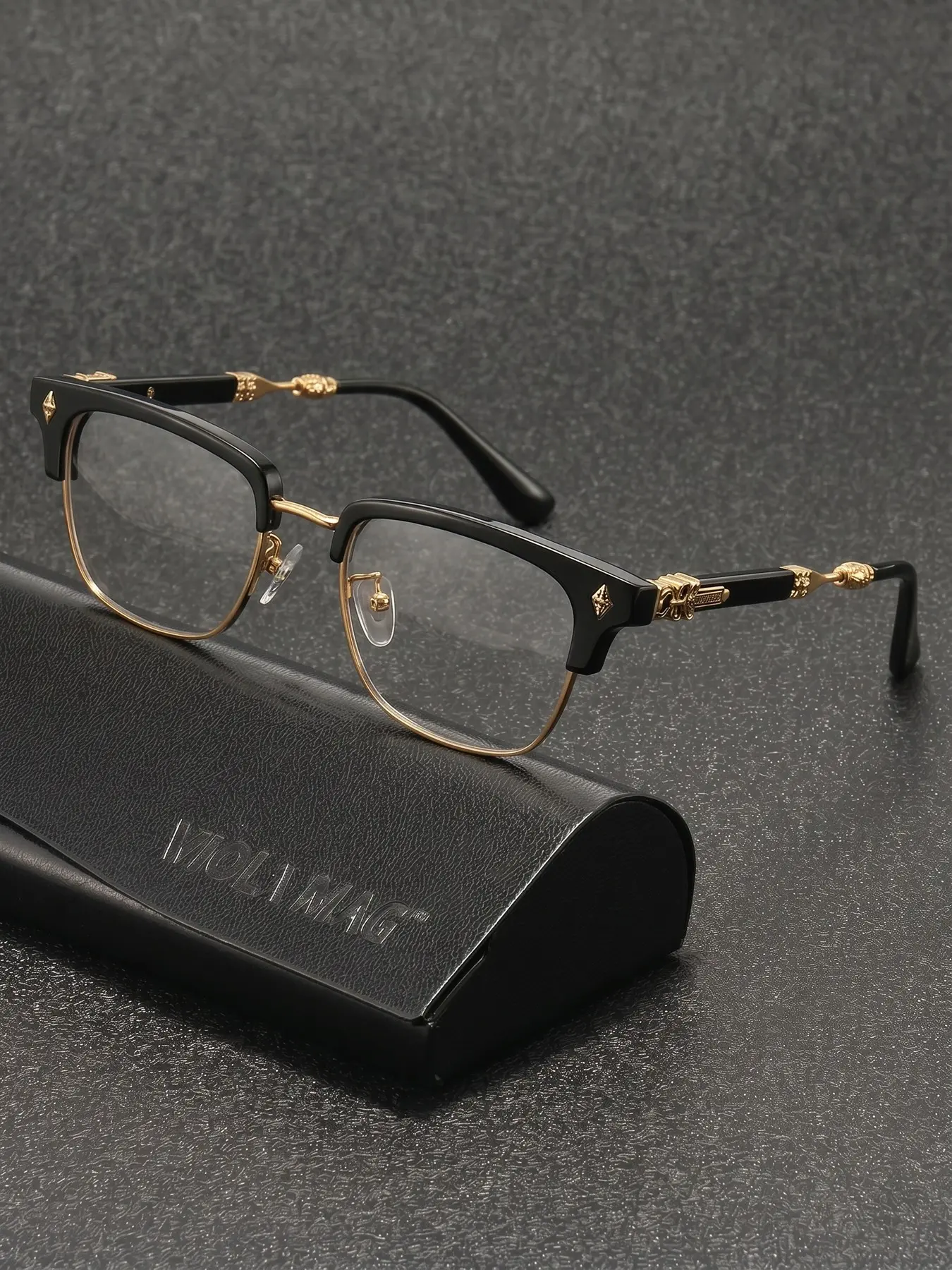 New Metal Frame Blue Light Blocking Glasses, Retro Trendy Plain Eyeglasses, Includes Free Glasses Case, Fashionable Eye Protection