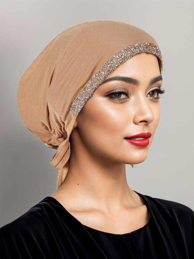 Women's Rhinestone Decor Instant Hijab, Modest Fashionable Hijab for Daily Wear, Women's Islamic Clothing for All Seasons, Clothes for Women