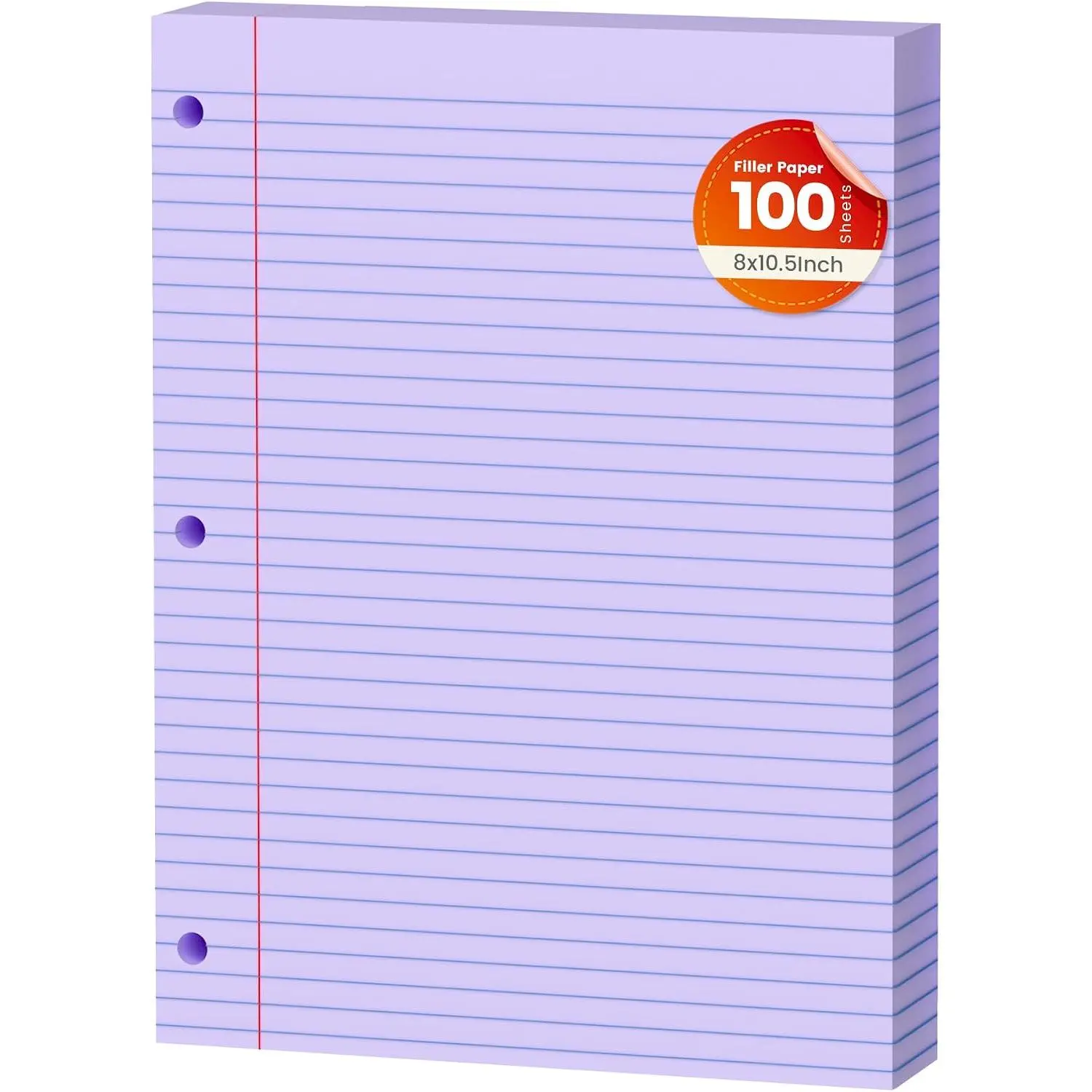 Loose Leaf Paper 100 Sheets Colored Filler Paper 8 * 10.5 College Ruled Paper 3-Hole Punched Paper for 3-Ring Binders Notebook Lined 8" x 10.5"