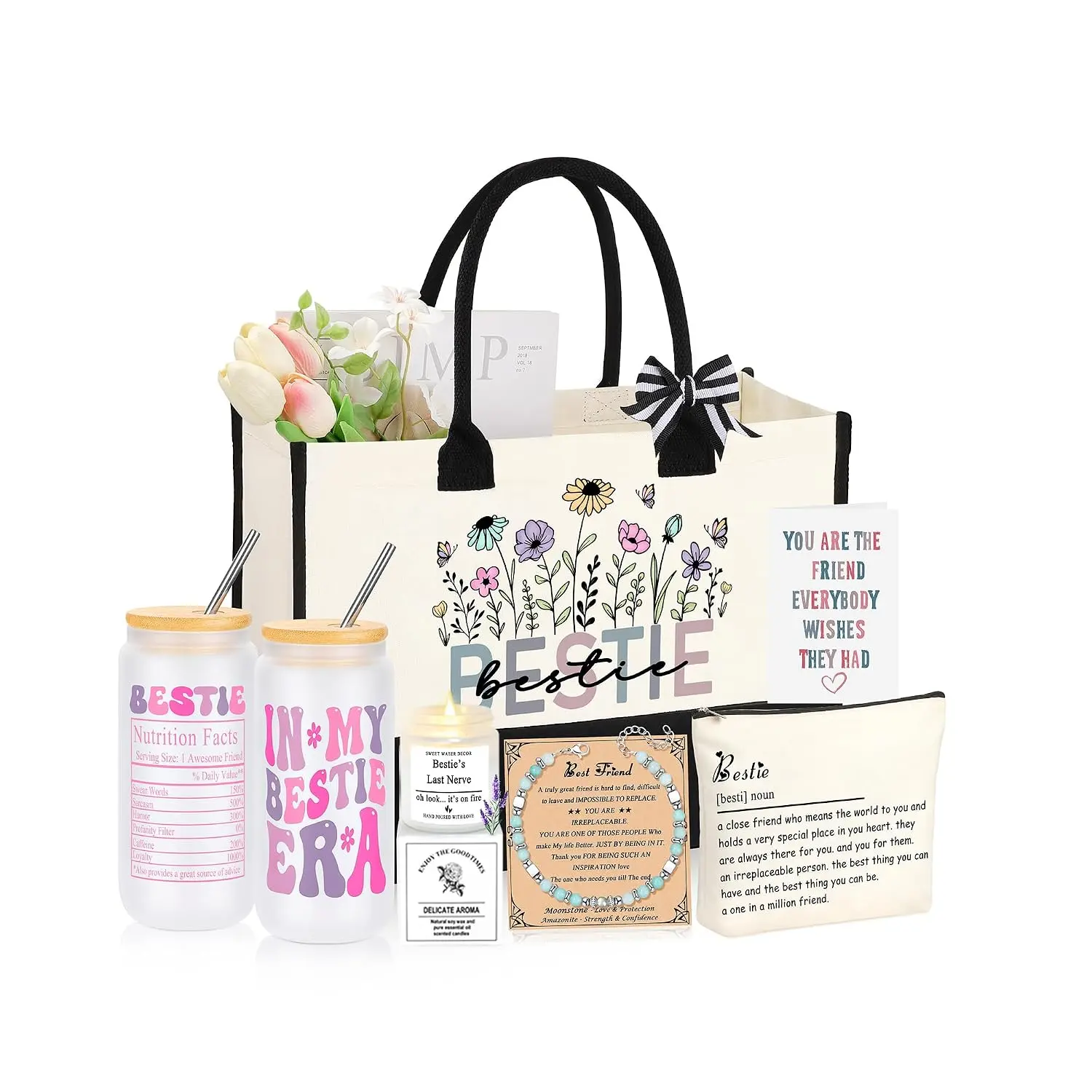 Bestie Birthday Friendship Gifts for Women | Christmas Valentines  Day Gifts for   BFF Woman Ideas Present Basket Set of 6
