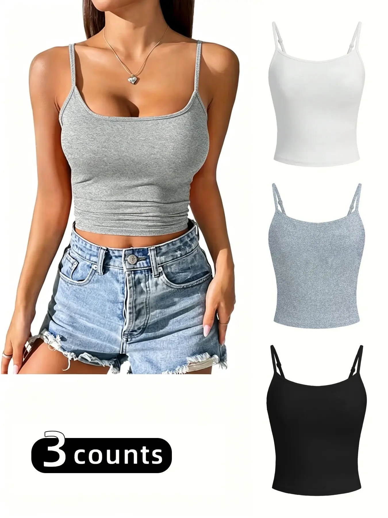 Women's Plain Basic Sleeveless Summer Tank Top, Casual Comfortable Strappy Vest, Perfect for Everyday Daily Wear and Fashion