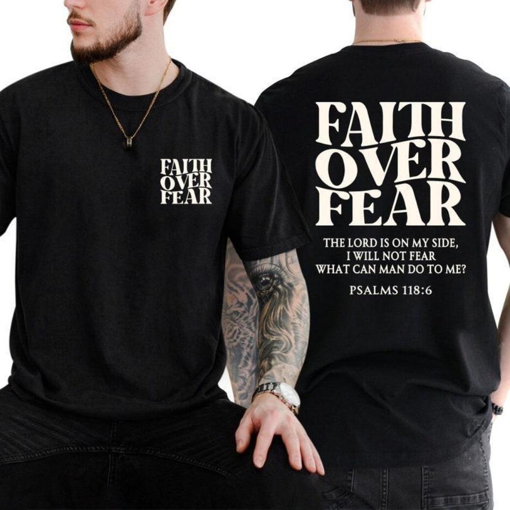 Faith Over Fear Tee Shirt, Christian T-Shirts, Jesus Shirt Black-Hoodie Black-Sweatshirt